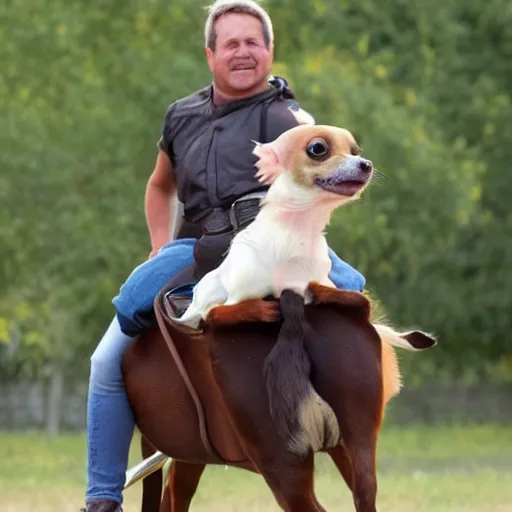 Image similar to chihuahua riding on a horse