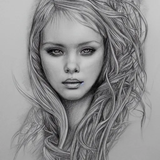 Prompt: detailed portrait of a beautiful mermaid, pencil sketch,