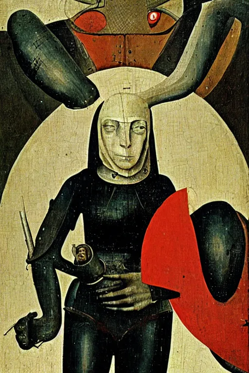 Image similar to Abstract. Portrait of a cyborg woman. Hieronymus Bosch.