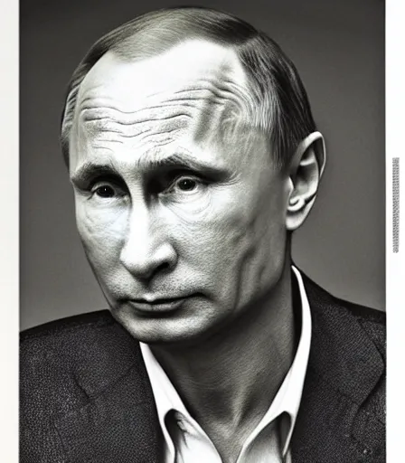 Image similar to a high quality, high detail, photorealistic portrait of vladimir putin by james nachtwey and lucian freud,