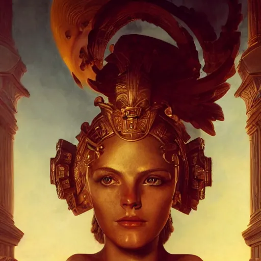 Prompt: Birth of Athena from the head of Zeus, hyperrealism, no blur, 4k resolution, ultra detailed, style of Jonathan Solter, Peter Mohrbacher, Alexander Trufanov, Finnian MacManus, Frank Frazetta, Albert Bierstadt