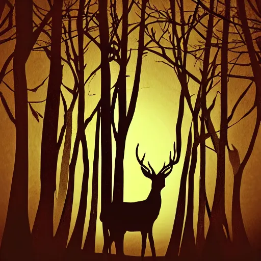 Image similar to negative space deer silhouette of a forest