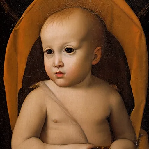 Image similar to Renaissance portrait painting of a baby