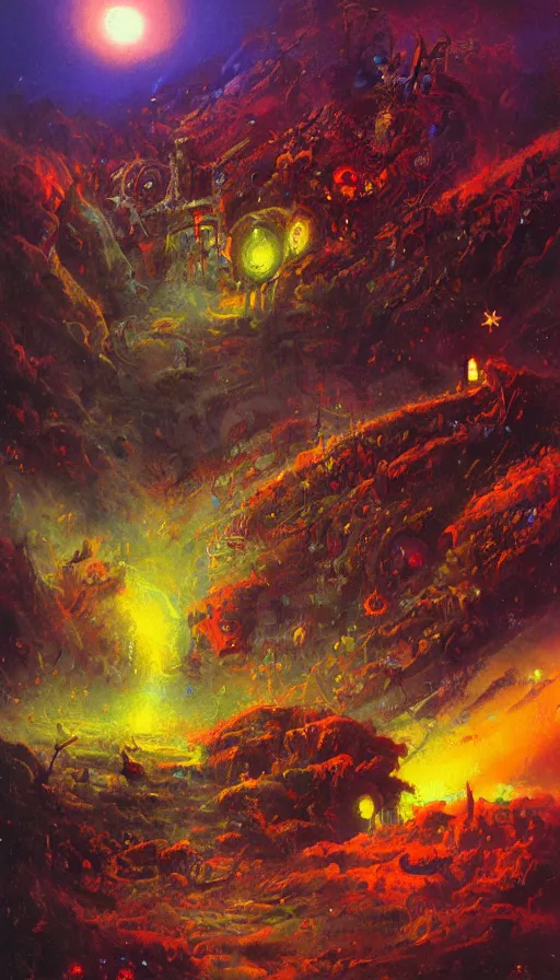 Image similar to life and death mixing together, by paul lehr,