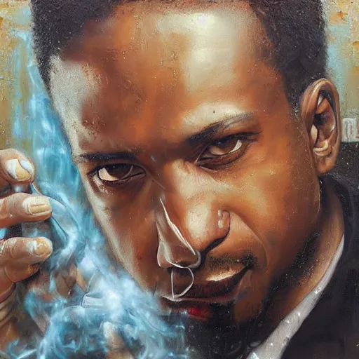 Image similar to a powerful psychic man emitting psychic powers, by tim okamura,