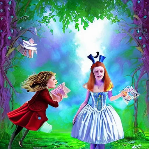 Prompt: alice in wonderland, digital art