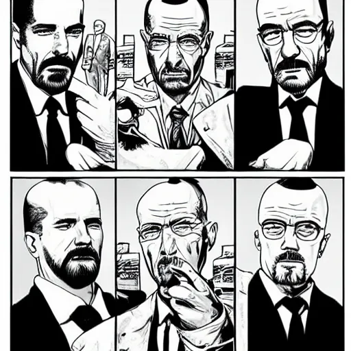 Image similar to Breaking Bad, “One Minute,” Season 3, Episode 7 as vertigo comic,