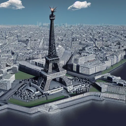 Prompt: a globe with the statue of liberty, the eiffel tower and other famous landmarks, 3 d render, isometric, 3 d art
