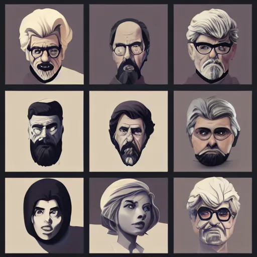 Image similar to face icon stylized minimalist george lucas, loftis, cory behance hd by jesper ejsing, by rhads, makoto shinkai and lois van baarle, ilya kuvshinov, rossdraws global illumination