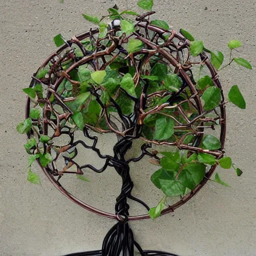Image similar to mechanical cyber tree of life cross ivy vine botanical contraption