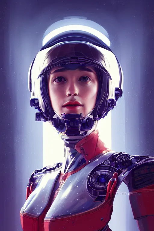 Image similar to portrait futuristic beautiful South Europe Airforce armored pilot Girl, at inside of future fighter aircraft, ssci-fi, fantasy, intricate, very very beautiful, elegant, human anatomy, neon light, highly detailed, digital painting, artstation, concept art, soft light, smooth, sharp focus, illustration, art by tian zi and WLOP and alphonse mucha
