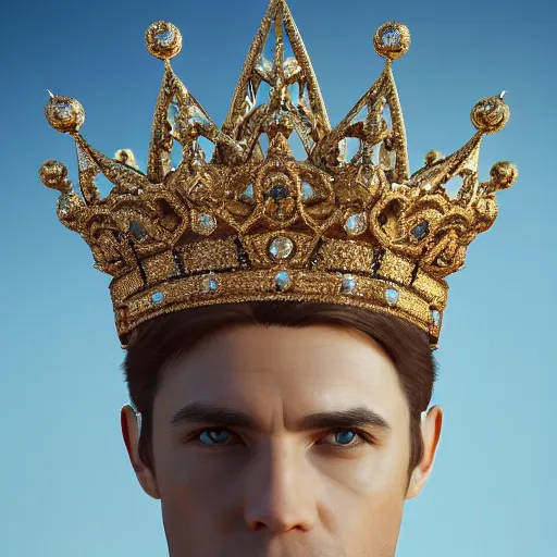 Image similar to 007 with a diamond jeweled crown with a golden crown, photo-realistic, highly detailed, 8k, in the art style of Filip Hodas, 8k