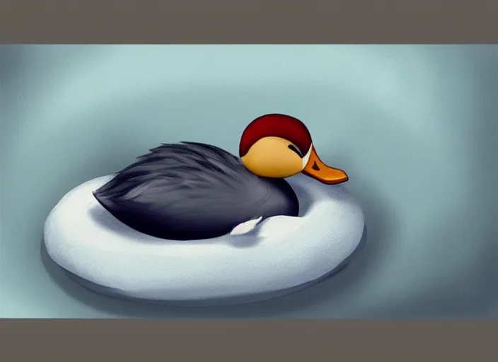 Prompt: cute duck tucked in bed and going to sleep, digital painting, trending on artstation, award winning art, stylized painting