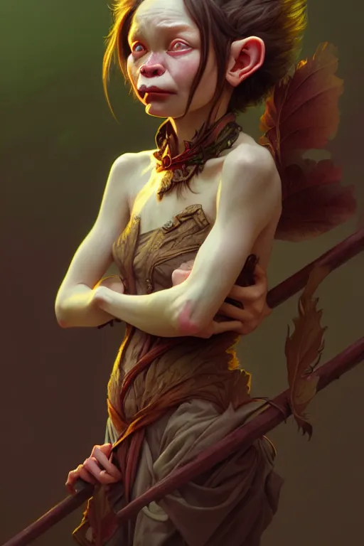 Image similar to beautiful young goblin, highly detailed, digital painting, artstation, sharp focus, illustration, art by tan zi and ayanamikodon and alphonse mucha and wlop