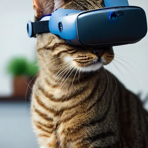 Image similar to a cat wearing a VR headset, logo