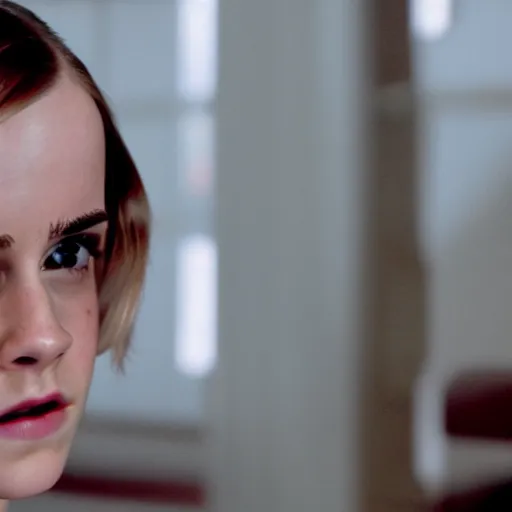 Prompt: an movie still of Emma Watson bald as eleven bald in stranger things, close up, high details,