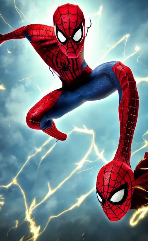 Image similar to epic spiderman as the evil flash wallpaper, dynamic lighting, photorealistic fantasy concept art, trending on art station, stunning visuals, creative, cinematic, ultra detailed