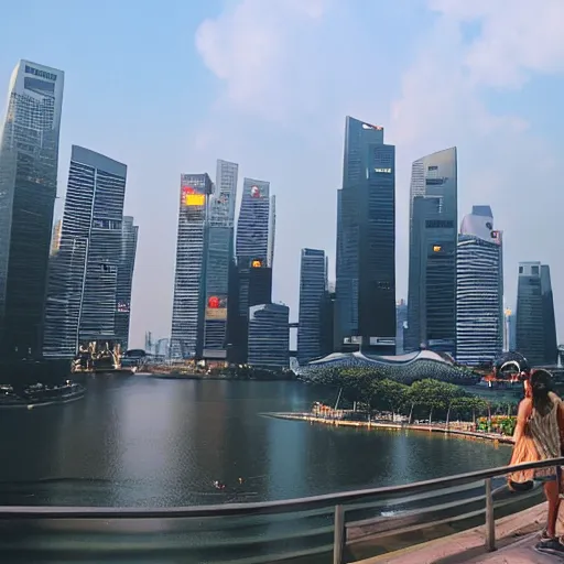 Prompt: imagine the city of singapore with you in it ( it is on fire )