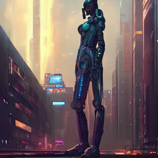 Prompt: cyberpunk robot in future japan at night, concept art, fine details, Anime, cinematic lighting, ghost-in-the-shell, cyberpunk,sci-fi, fantasy, intricate, elegant, highly detailed, digital painting, artstation, concept art, smooth, sharp focus, illustration, art by artgerm and greg rutkowski