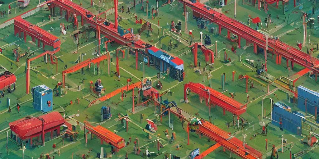 Image similar to wheres wally, simon stalenhag, very coherent, 4 k,