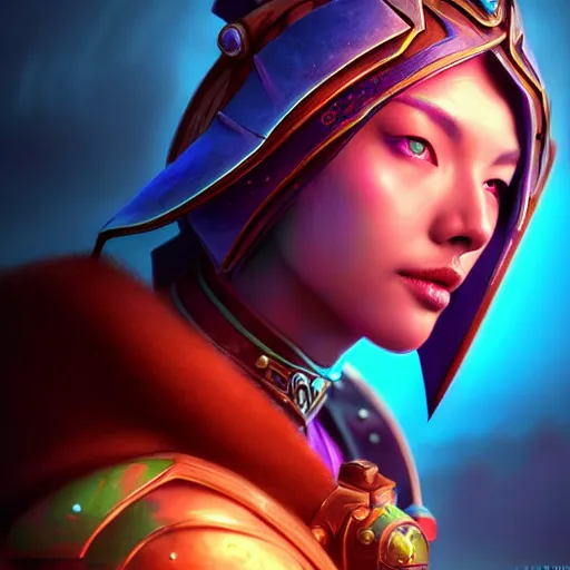 Image similar to ( ( ( ( ( hyperrealist distant portrait of empress sylvanas windrunner on a blue planet where it rains colors. ) ) ) ) ) by bayard wu, fantasy, photorealistic, octane render, unreal engine, dynamic lighting, trending on artstation, poster, volumetric lighting, very detailed faces, 4 k, award winning