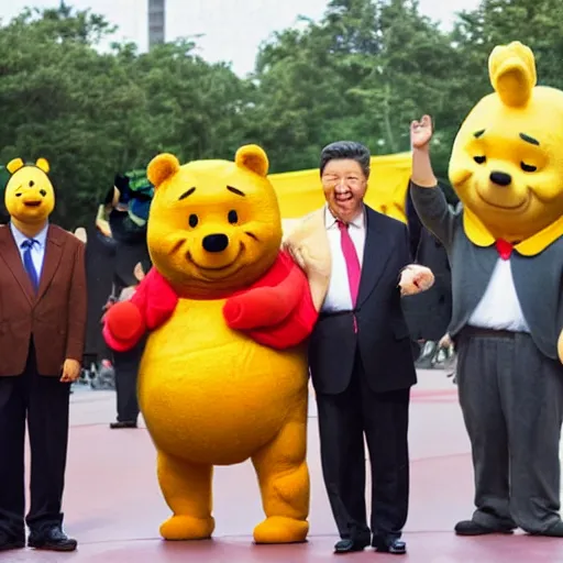 Image similar to Xi Jinping as Winnie the Pooh realistic cosplay full HD