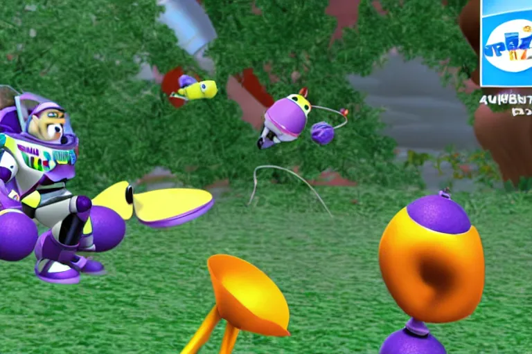 Image similar to a buzz lightyear 3 d model in a screenshot of pikmin ( 2 0 0 1 )