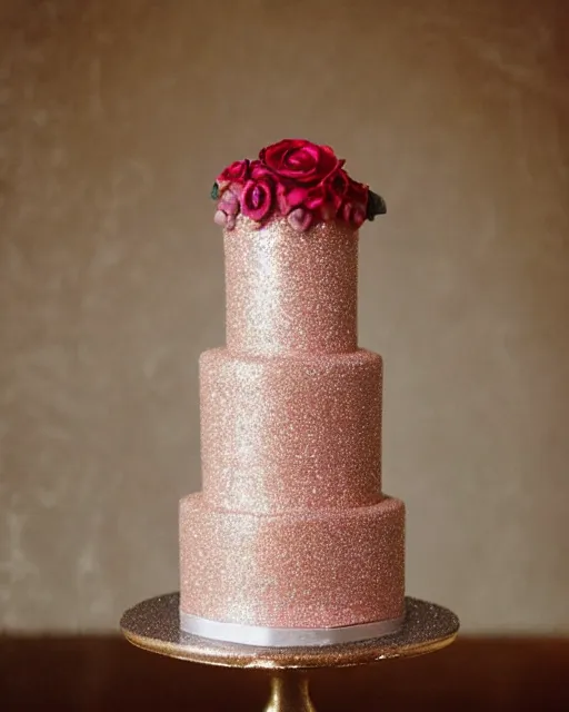 Image similar to elegant quartz raspberry wedding cake dripping fondant, stylized, sparkling, glitter, gilding, ornate, sylvain sarrailh, joongwon jeong