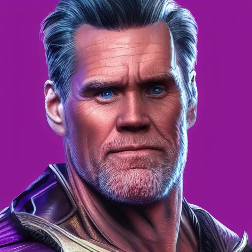 Image similar to Jim Carrey is Thanos, hyperdetailed, artstation, cgsociety, 8k