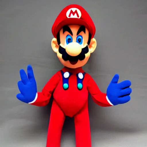 Image similar to Mario as a puppet made by Jim Henson