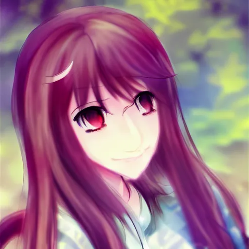 Image similar to DDLC Monika, by Sasoura, Pixiv