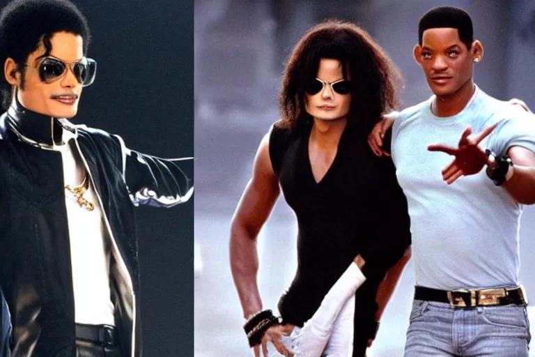 Image similar to michael jackson invincible era 2 0 0 1 and will smith in men in black