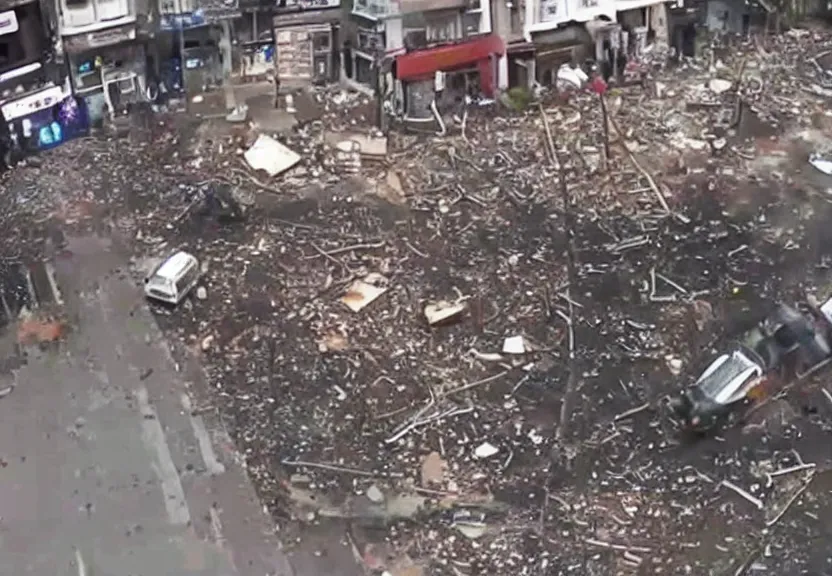 Image similar to cctv footage of a gas explosion