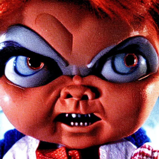 Image similar to Chucky the killer doll from the movie Child's Play 8k hdr movie still