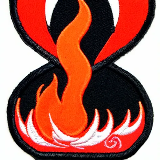Image similar to a photo of a retro minimalist clean fire flames warning caution patch