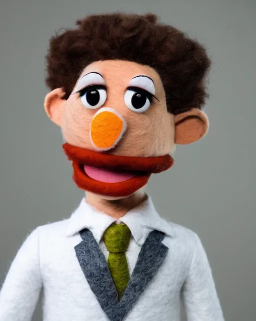 Image similar to twitch streamer adin ross as a muppet. highly detailed felt. hyper real photo. 4 k.