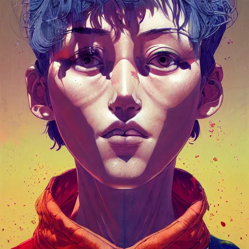 Image similar to prompt : citizen portrait soft light painted by james jean and katsuhiro otomo and erik jones, inspired by akira anime, smooth face feature, intricate oil painting, high detail illustration, sharp high detail, manga and anime 1 9 9 9