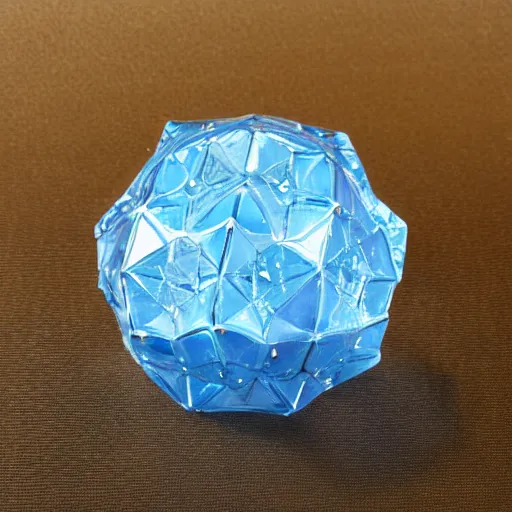 Prompt: blue glass crystal dodecahedron