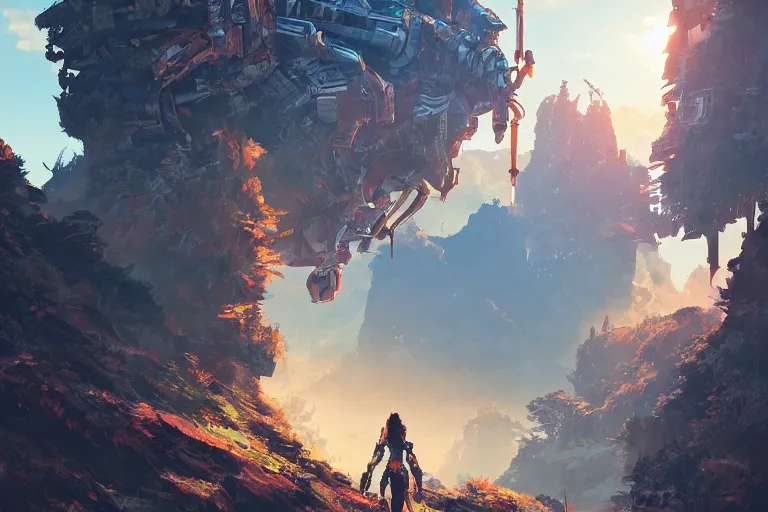 Image similar to burrower machine mecanical creature robot of horizon forbidden west horizon zero dawn radiating a glowing aura global illumination ray tracing hdr fanart arstation by ian pesty and alena aenami artworks in 4 k