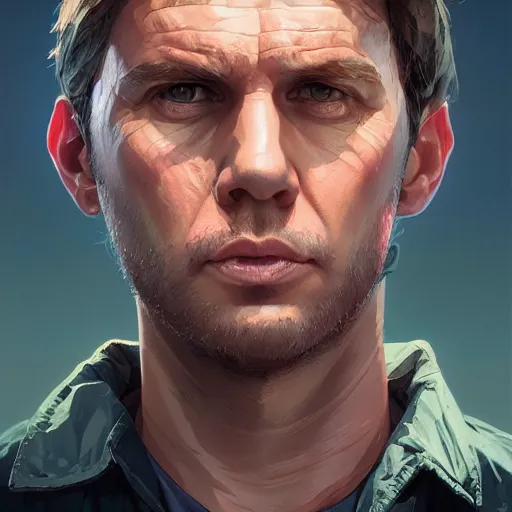 Image similar to highly detailed portrait, traian basescu, in gta v, stephen bliss, unreal engine, fantasy art by greg rutkowski, loish, rhads, ferdinand knab, makoto shinkai and lois van baarle, ilya kuvshinov, rossdraws, tom bagshaw, global illumination, radiant light, detailed and intricate environment