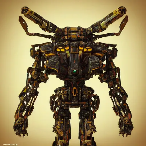 Image similar to a mech version of an insect, very symmetrical, highly detailed, by joss nizzi, pinterest, ranker, fotoscape, artstation, keyshot, unreal engine