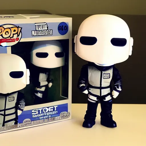 Image similar to the stig from top gear as pop funko
