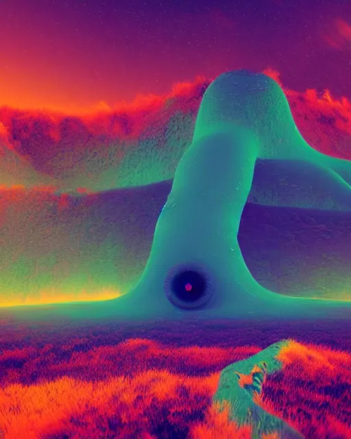 Prompt: mother nature cries out in agony. wide shot, detailed, sharp, 8 k, digital art by beeple. psychedelic colors