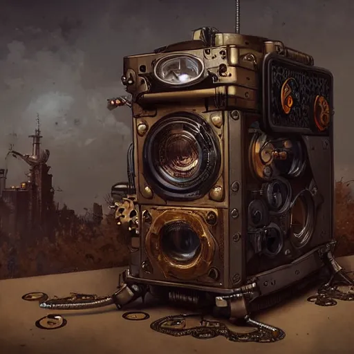 Image similar to a steampunk style gaming pc,digital art,detailed,art by greg rutkowski,technology,trevor henderson,highly detailed,hyperdetailed,photorealistic,real life,western comic style,deviantart,artstation