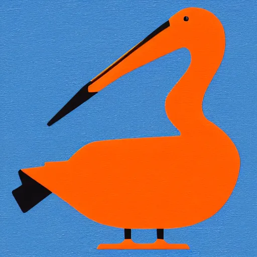 Image similar to linux symbold but with a pelican in orange colors