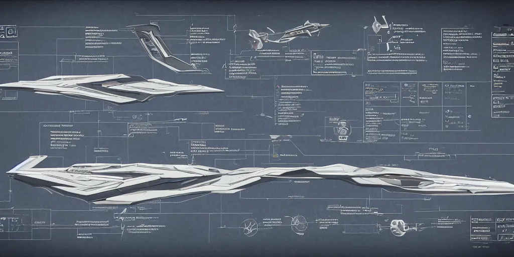 Image similar to Detailed Infographic Blueprint of The Unfriendly Viper spaceship in style of Elite Dangerous