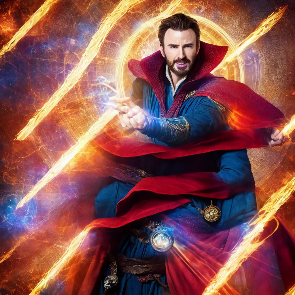 Prompt: chris evans as doctor strange, marvel cinematic universe, mcu, 8 k, in - frame, photo