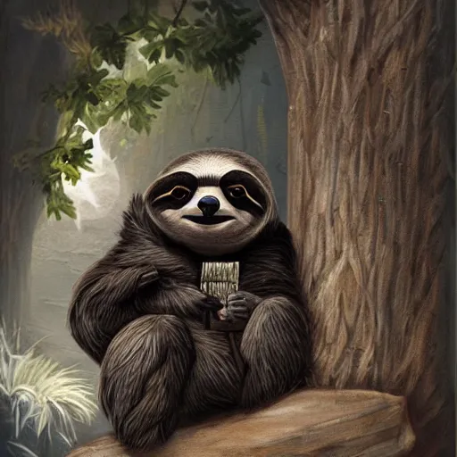 Prompt: assassin sloth smoking chronic