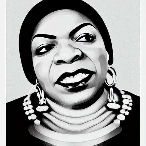 Image similar to portrait of nina simone by petros afshar, hyper real, laurie greasley, jc leyendecker and singer sargent