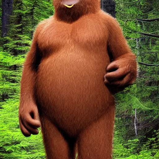 Image similar to photo of bigfoot sasquatch that looks like Winnie the Pooh